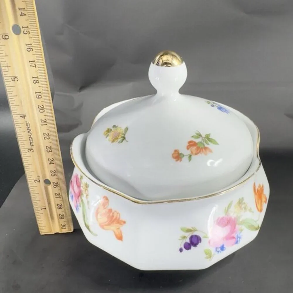 JL Menau Graf Von Henneberg Fine Porcelain Canister Jar Large‎ Sugar Bowl W Lid